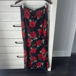 Madden Girl Black and Red Floral Maxi Skirt